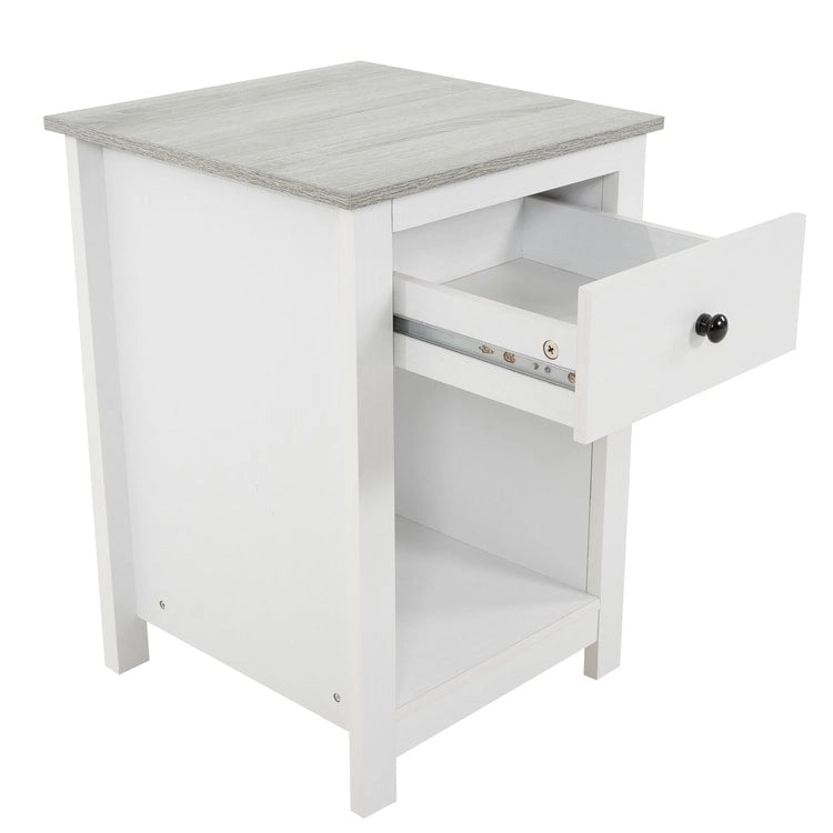 Table d'appoint en bois à 2 niveaux avec tiroir et étagère de rangement ouverte