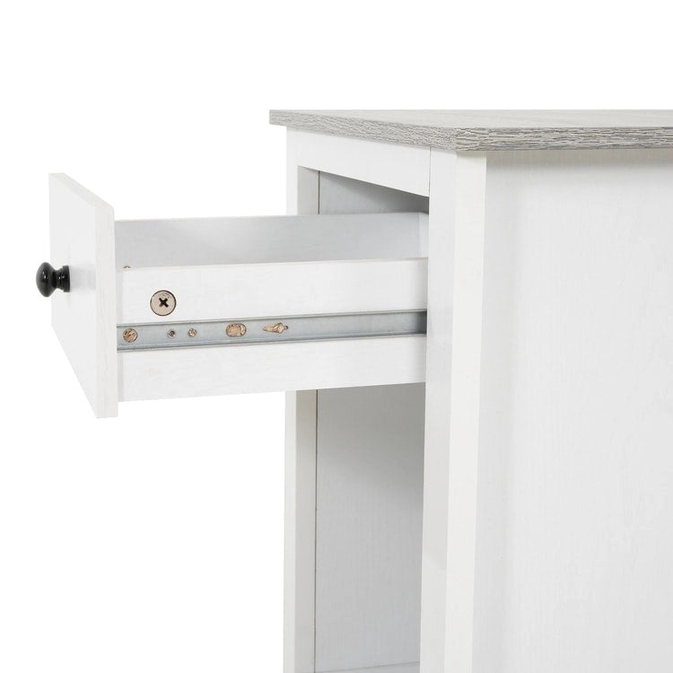 Table d'appoint en bois à 2 niveaux avec tiroir et étagère de rangement ouverte