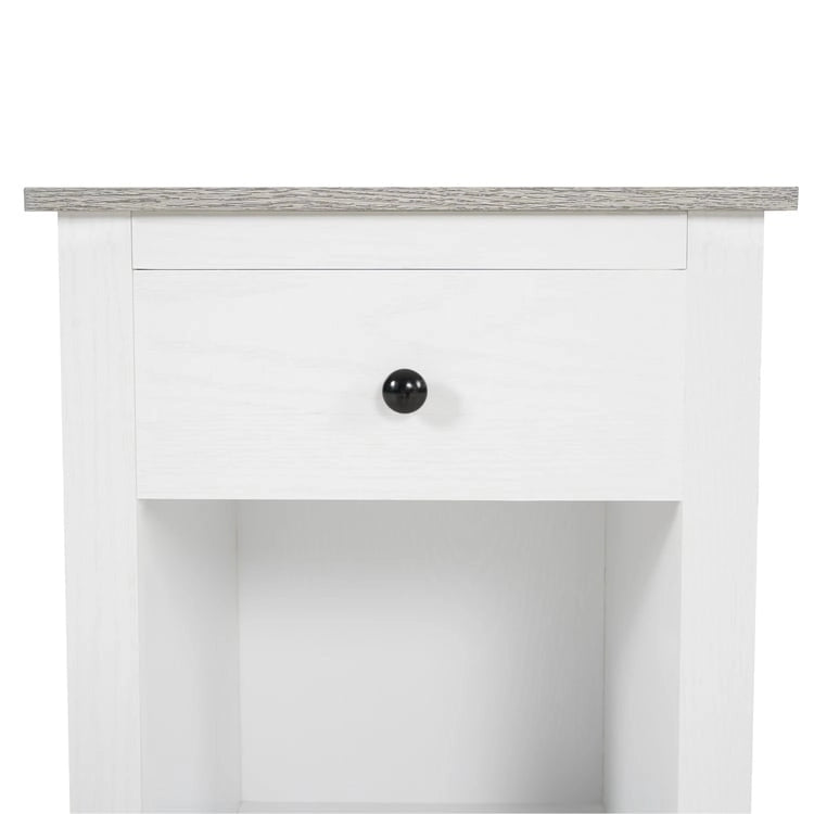 Table d'appoint en bois à 2 niveaux avec tiroir et étagère de rangement ouverte