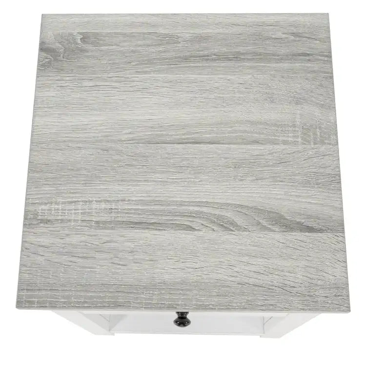 Table d'appoint en bois à 2 niveaux avec tiroir et étagère de rangement ouverte