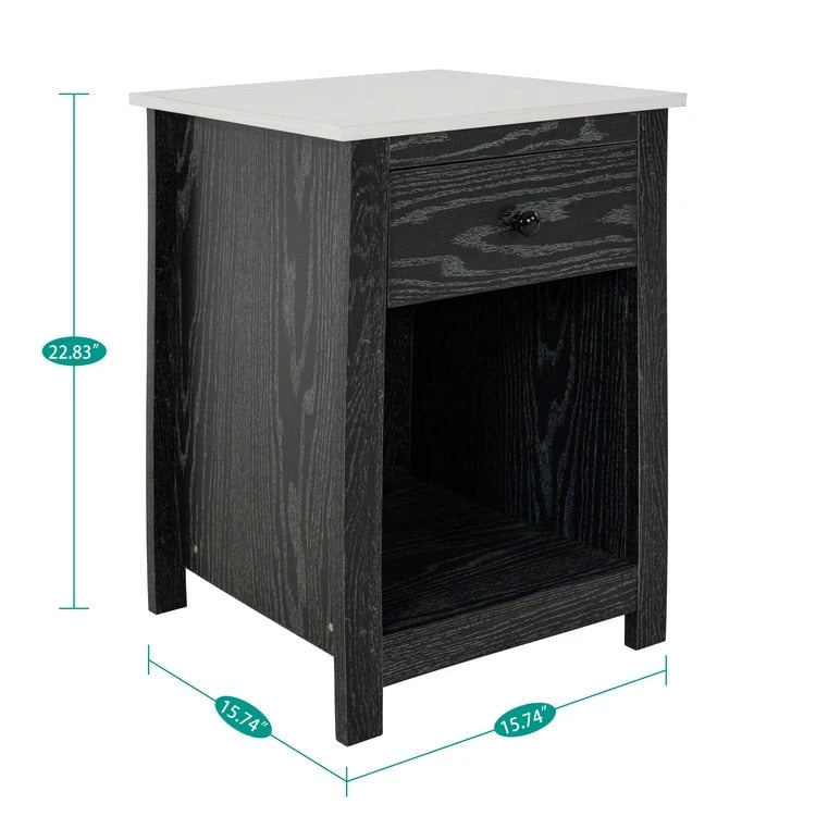 Table d'appoint en bois à 2 niveaux avec tiroir et étagère de rangement ouverte