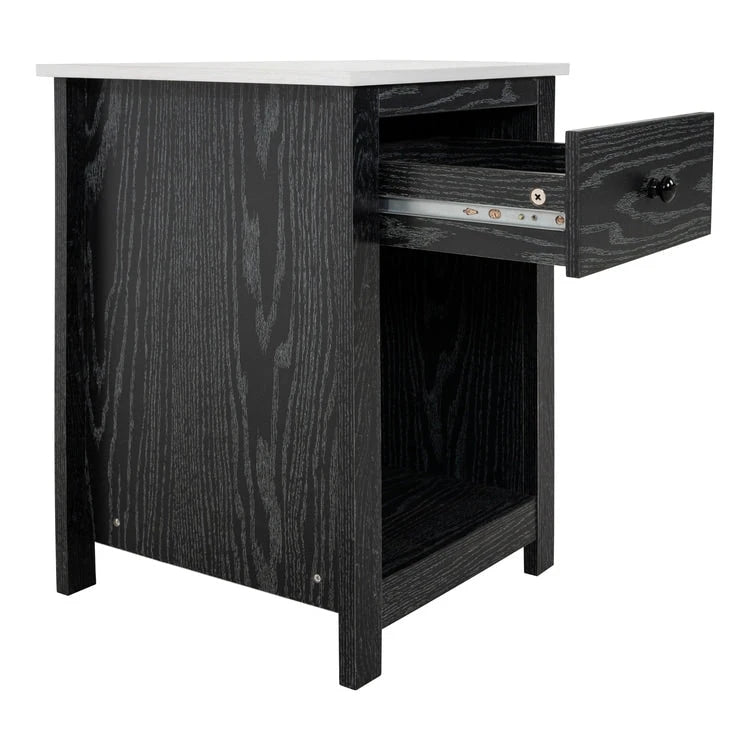 Table d'appoint en bois à 2 niveaux avec tiroir et étagère de rangement ouverte
