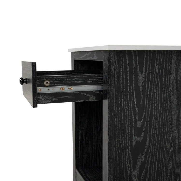 Table d'appoint en bois à 2 niveaux avec tiroir et étagère de rangement ouverte