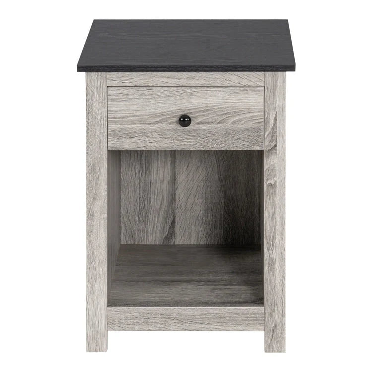 Table d'appoint en bois à 2 niveaux avec tiroir et étagère de rangement ouverte