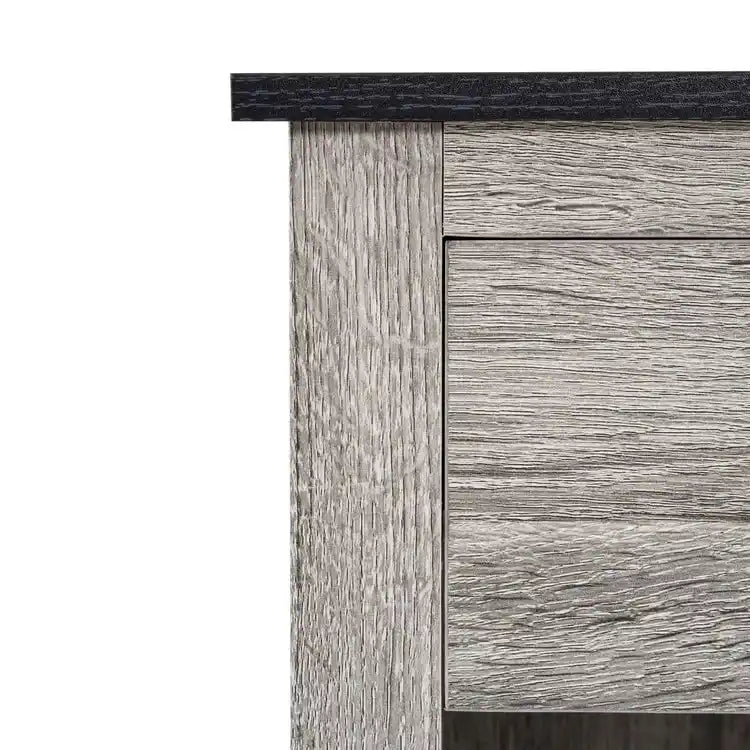 Table d'appoint en bois à 2 niveaux avec tiroir et étagère de rangement ouverte