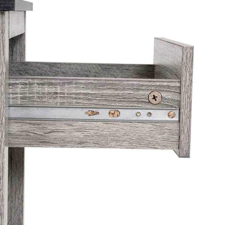 Table d'appoint en bois à 2 niveaux avec tiroir et étagère de rangement ouverte