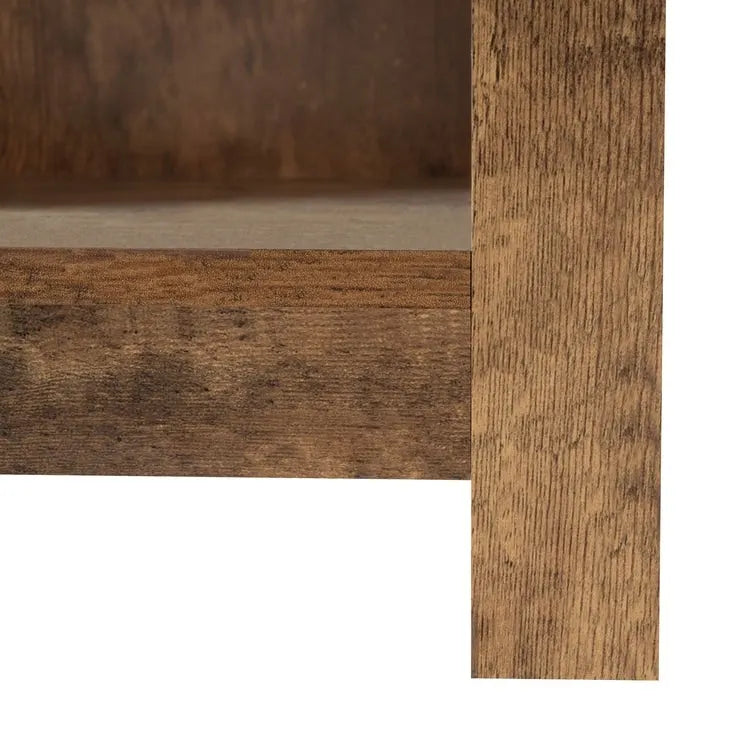 Table d'appoint en bois à 2 niveaux avec tiroir et étagère de rangement ouverte