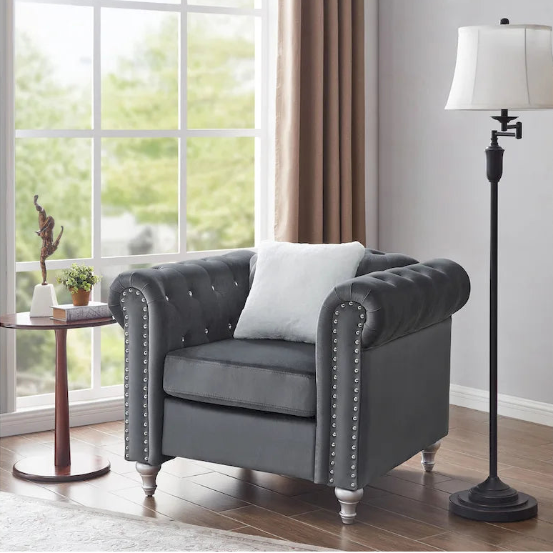 Raisa Velvet Crystal Accent Chair
