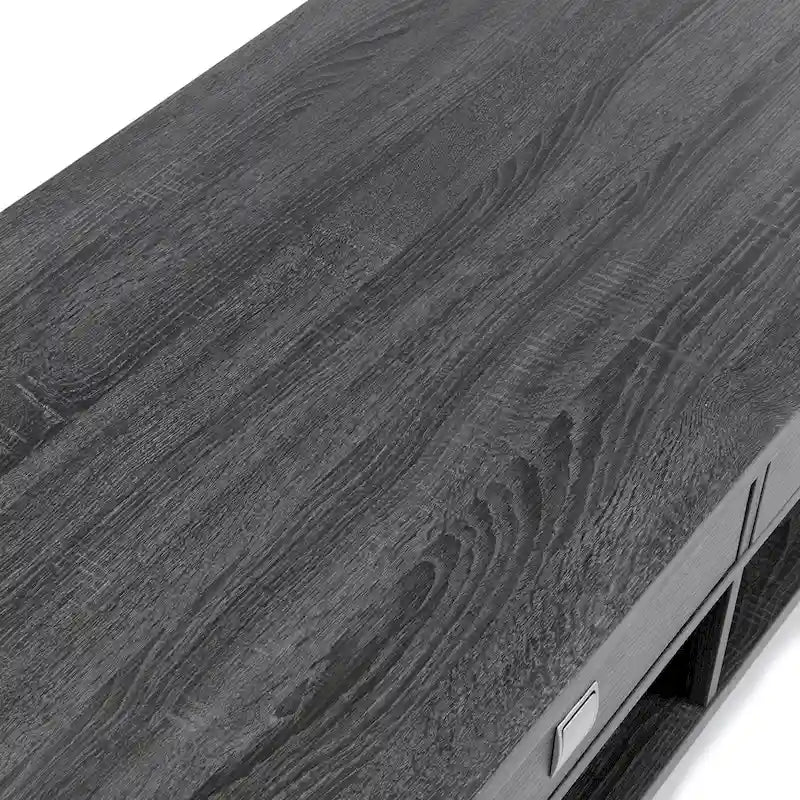 Table d'appoint grise moderne évasée avec tiroir et étagère ouverte