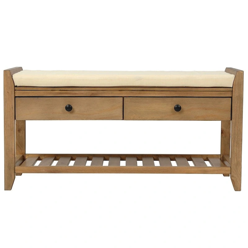 Banc d'entrée capitonné avec tiroirs et range-chaussures, multicolore