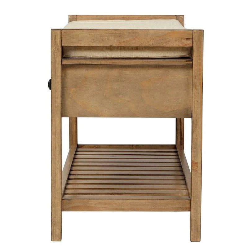 Banc d'entrée capitonné avec tiroirs et range-chaussures, multicolore