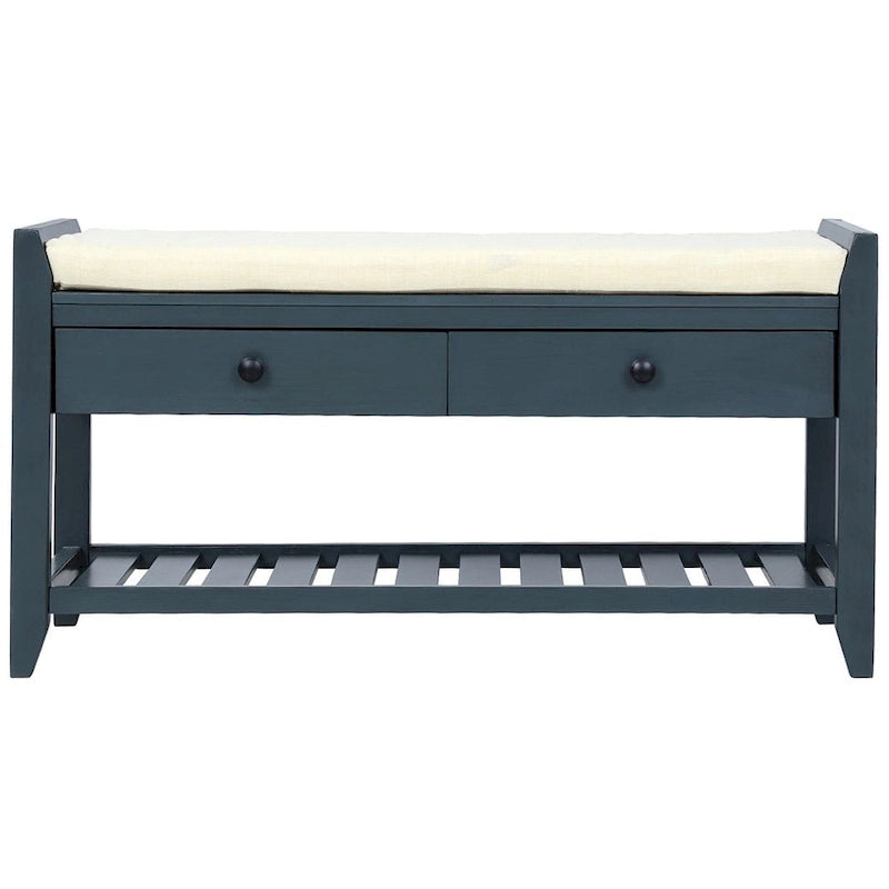 Banc d'entrée capitonné avec tiroirs et range-chaussures, multicolore