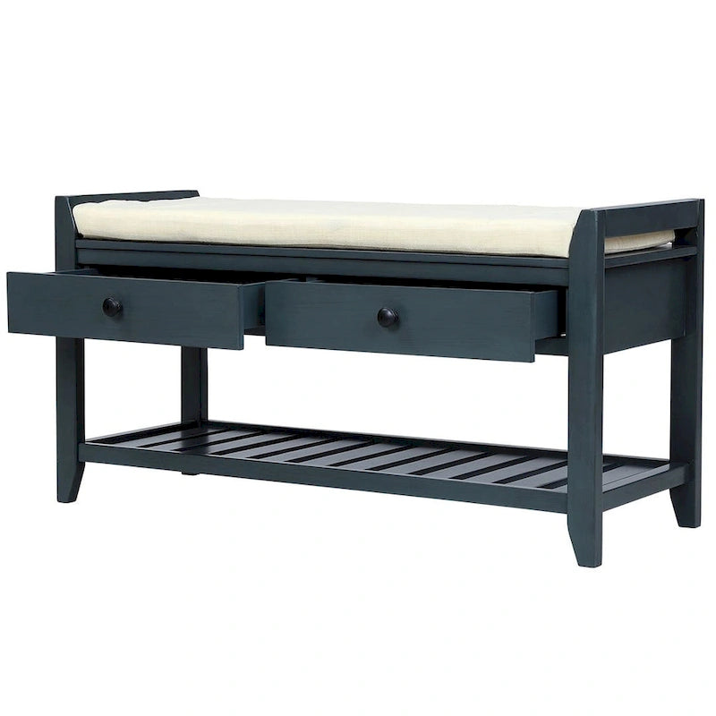 Banc d'entrée capitonné avec tiroirs et range-chaussures, multicolore