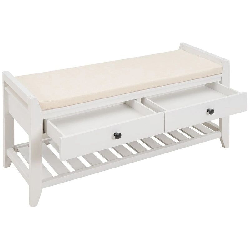 Banc d'entrée capitonné avec tiroirs et range-chaussures, multicolore