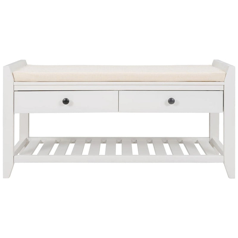 Banc d'entrée capitonné avec tiroirs et range-chaussures, multicolore