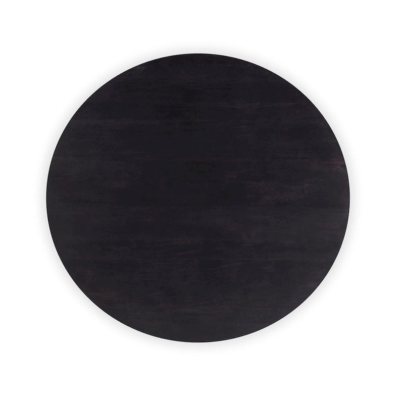 Table Basse Ronde en Bois d'Acacia Massif avec Pied Sculptural en Boule, Marron Naturel ou Noir