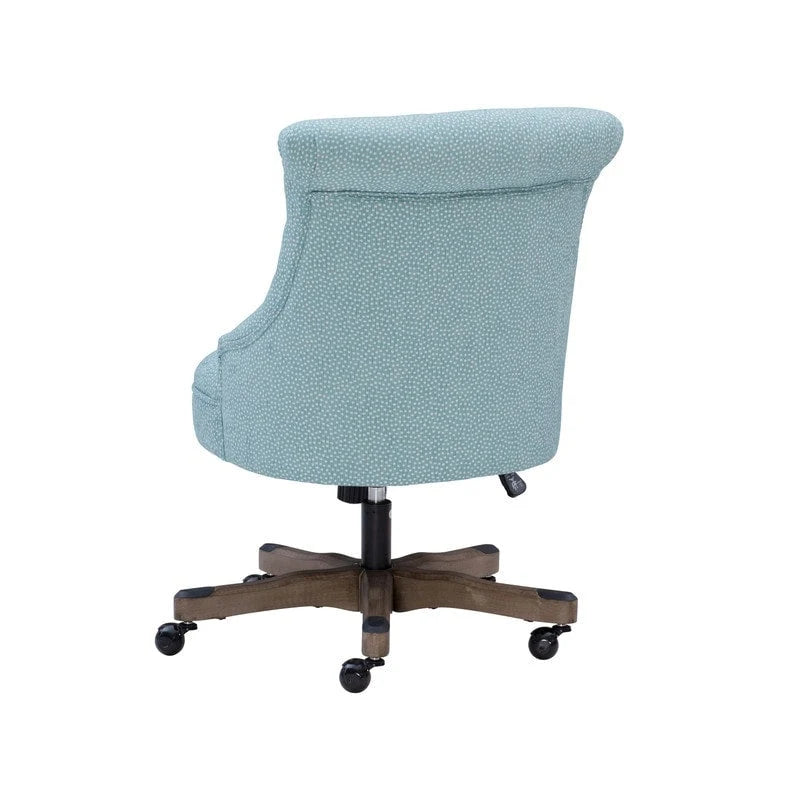 Chaise de bureau pivotante tapissée touffetée à pois bleus avec hauteur réglable