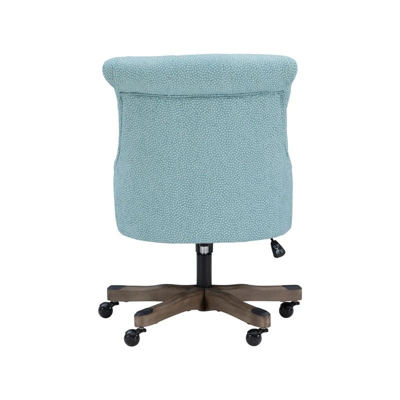 Chaise de bureau pivotante tapissée touffetée à pois bleus avec hauteur réglable