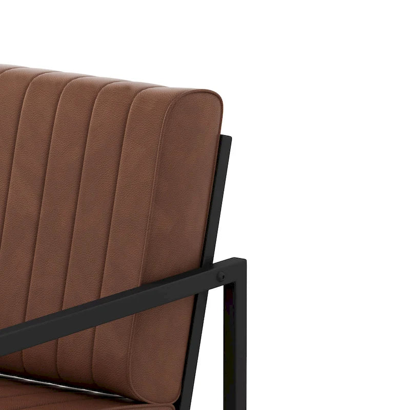 Fauteuil d'appoint moderne en cuir PU avec cadre en acier et coussin rembourré