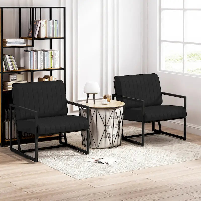 Fauteuil d'appoint moderne en cuir PU avec cadre en acier et coussin rembourré