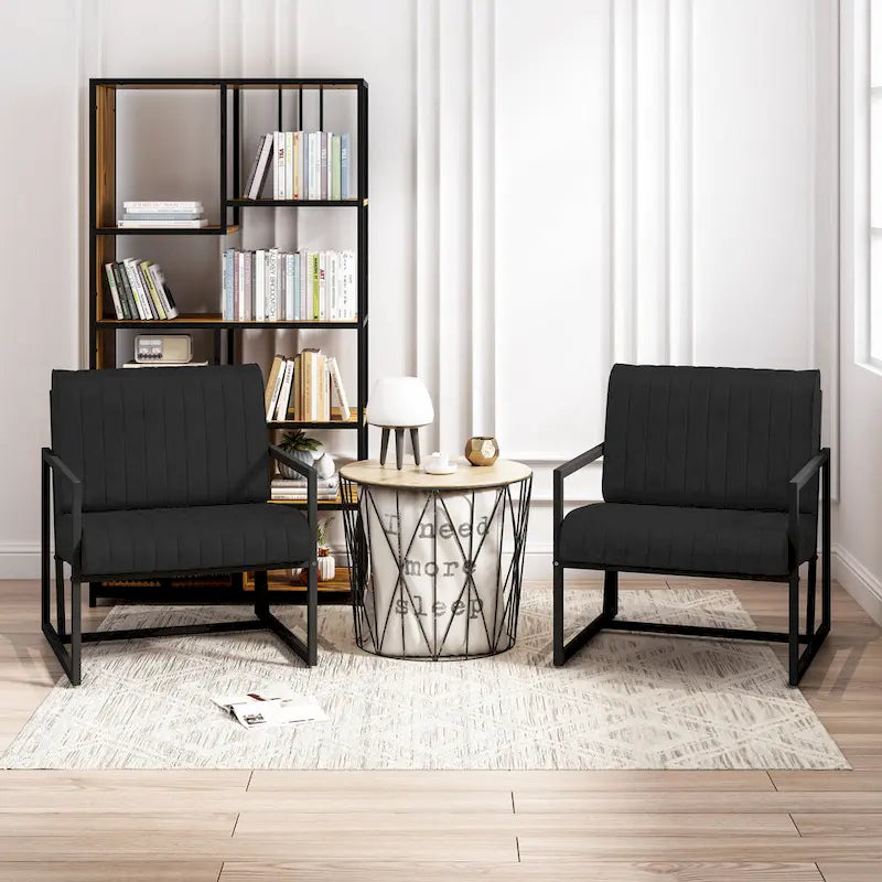 Fauteuil d'appoint moderne en cuir PU avec cadre en acier et coussin rembourré
