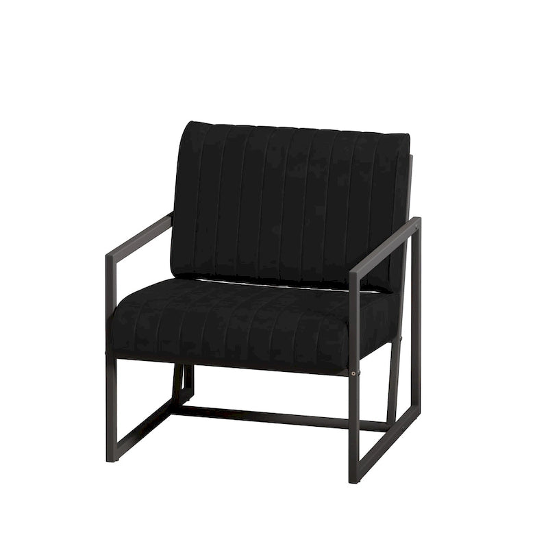 Fauteuil d'appoint moderne en cuir PU avec cadre en acier et coussin rembourré