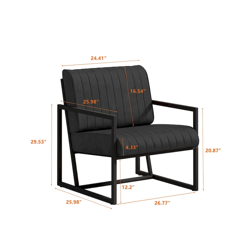 Fauteuil d'appoint moderne en cuir PU avec cadre en acier et coussin rembourré