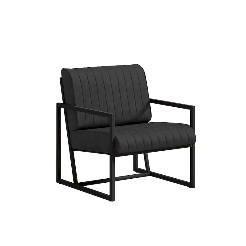 Fauteuil d'appoint moderne en cuir PU avec cadre en acier et coussin rembourré