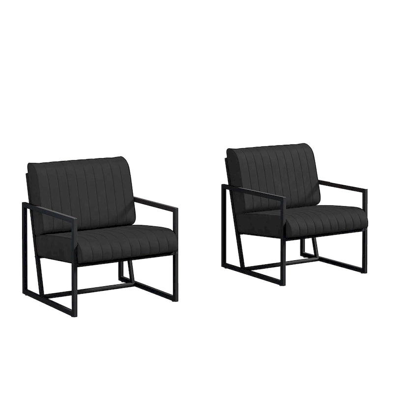 Fauteuil d'appoint moderne en cuir PU avec cadre en acier et coussin rembourré