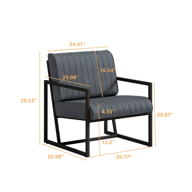 Fauteuil d'appoint moderne en cuir PU avec cadre en acier et coussin rembourré