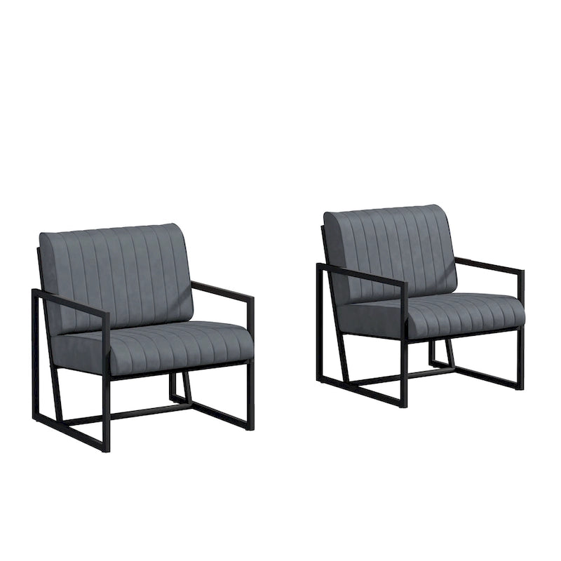 Fauteuil d'appoint moderne en cuir PU avec cadre en acier et coussin rembourré