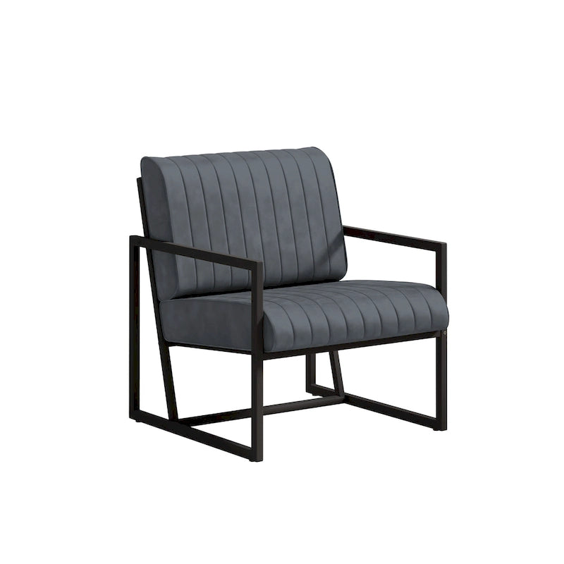 Fauteuil d'appoint moderne en cuir PU avec cadre en acier et coussin rembourré
