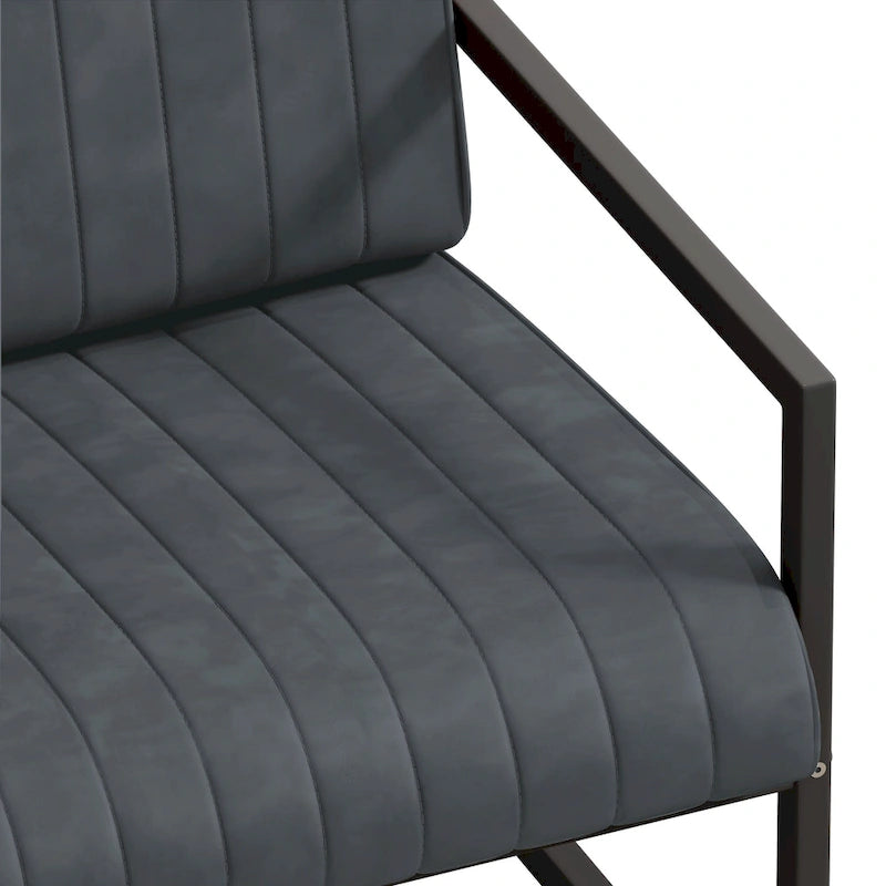 Fauteuil d'appoint moderne en cuir PU avec cadre en acier et coussin rembourré