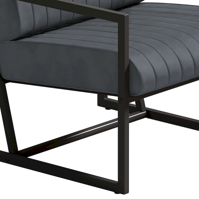 Fauteuil d'appoint moderne en cuir PU avec cadre en acier et coussin rembourré
