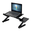 Bureau d'ordinateur portable pliable noir avec ventilateur et tapis de souris, hauteur réglable