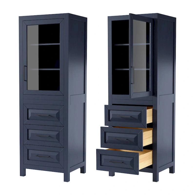 Meuble Colonne de Salle de Bain avec Rangement à Armoire Trois Tiroirs Plusieurs Couleurs