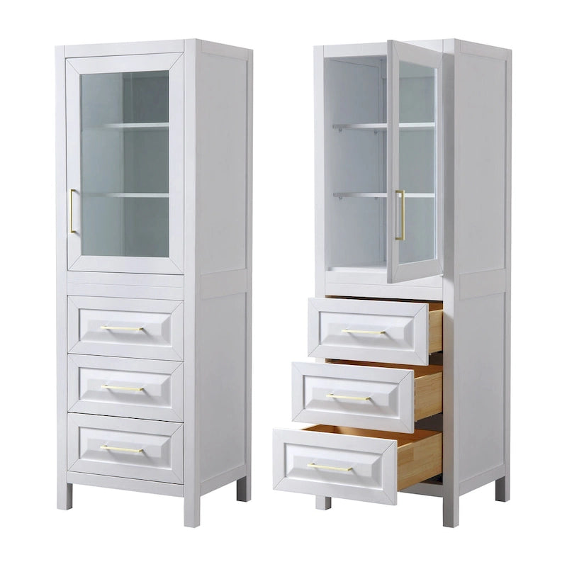 Meuble Colonne de Salle de Bain avec Rangement à Armoire Trois Tiroirs Plusieurs Couleurs