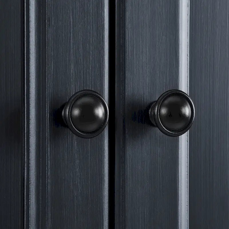 Armoire de garde-manger en pin perlé vieilli bleu marine avec tiroirs de rangement