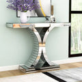 Console en verre miroir argenté avec pieds courbés en X
