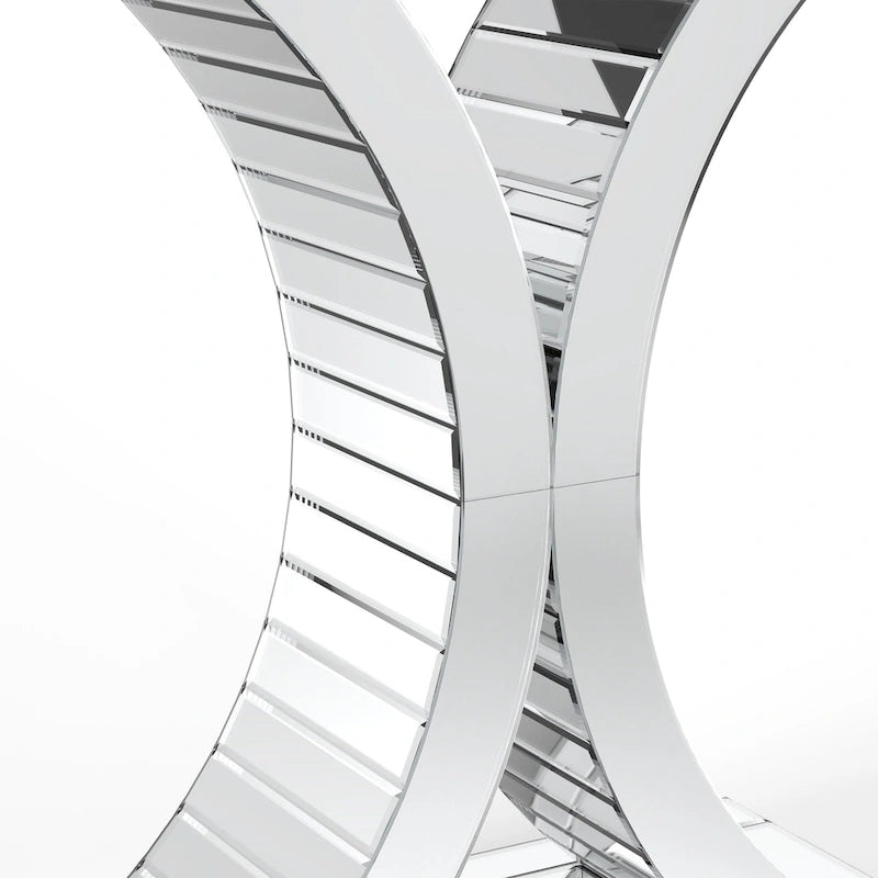 Console en verre miroir argenté avec pieds courbés en X