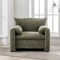 Fauteuil d'appoint surdimensionné en chenille avec dossier incurvé vert matcha crème lie-de-vin