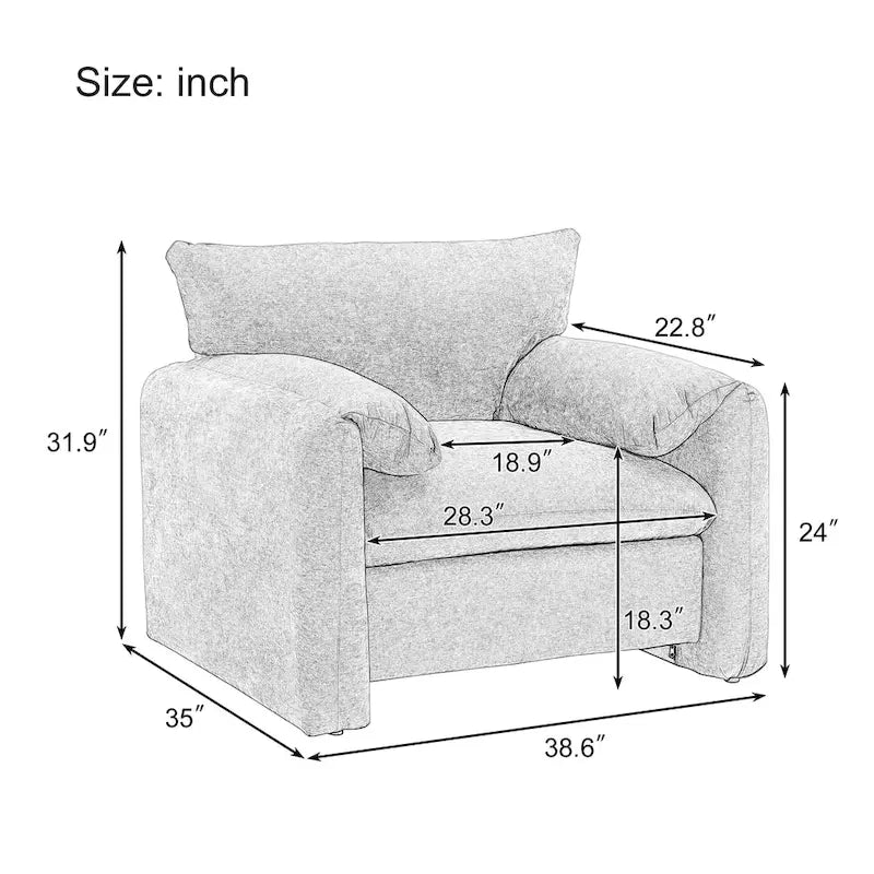 Fauteuil d'appoint surdimensionné en chenille avec dossier incurvé vert matcha crème lie-de-vin