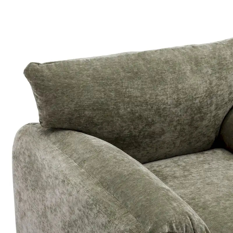 Fauteuil d'appoint surdimensionné en chenille avec dossier incurvé vert matcha crème lie-de-vin