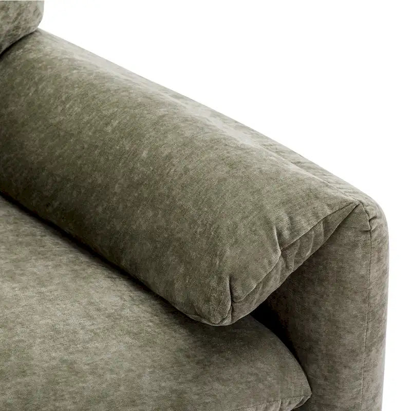 Fauteuil d'appoint surdimensionné en chenille avec dossier incurvé vert matcha crème lie-de-vin