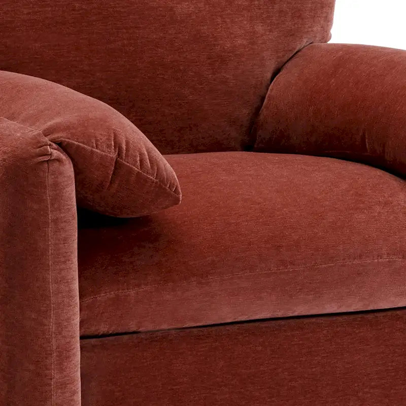 Fauteuil d'appoint surdimensionné en chenille avec dossier incurvé vert matcha crème lie-de-vin