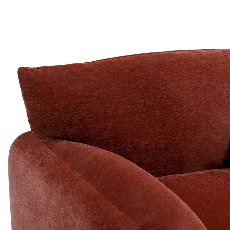 Fauteuil d'appoint surdimensionné en chenille avec dossier incurvé vert matcha crème lie-de-vin