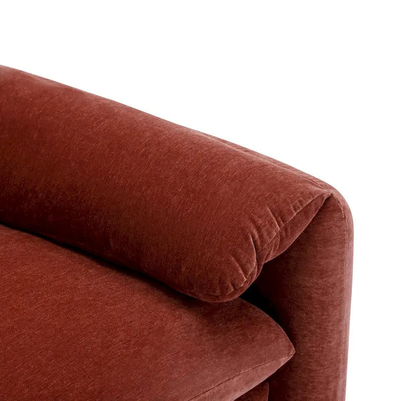 Fauteuil d'appoint surdimensionné en chenille avec dossier incurvé vert matcha crème lie-de-vin