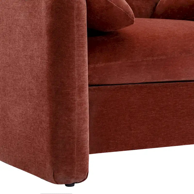 Fauteuil d'appoint surdimensionné en chenille avec dossier incurvé vert matcha crème lie-de-vin