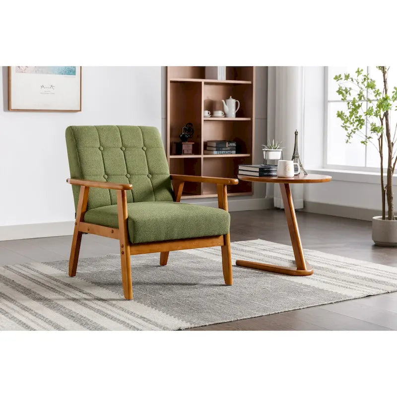 Fauteuil d'appoint capitonné avec structure en bois massif multicolore