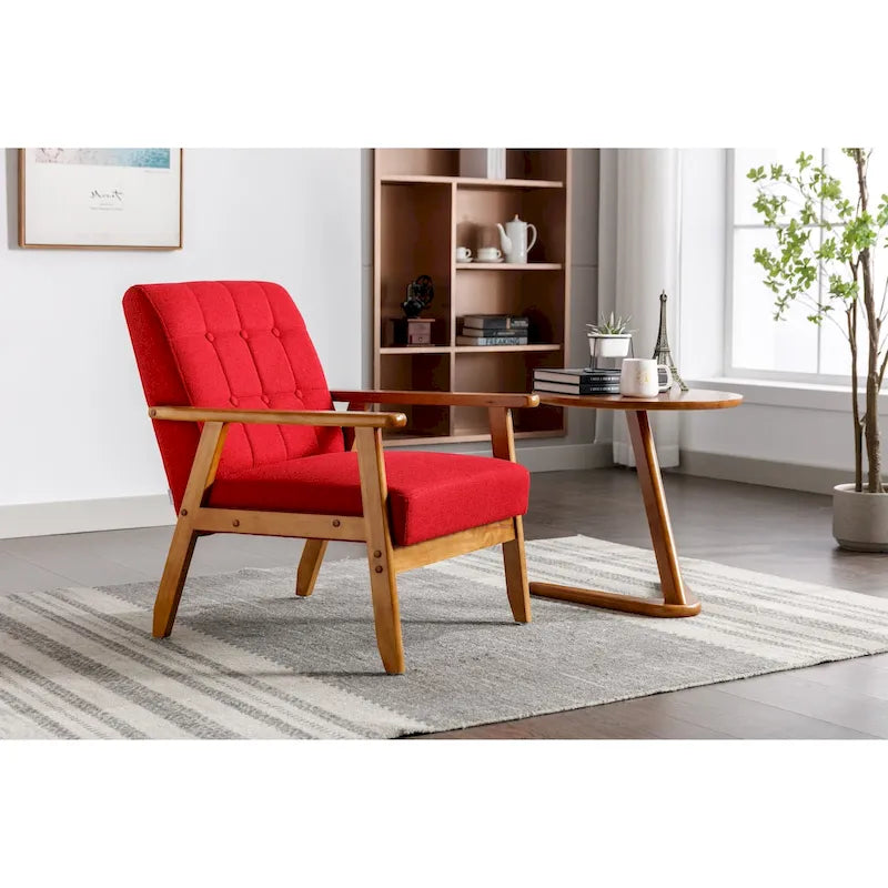 Fauteuil d'appoint capitonné avec structure en bois massif multicolore